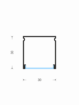Профиль, накладной, п-образный, световая линия 25 мм, L=2 м, серебро (30x30)