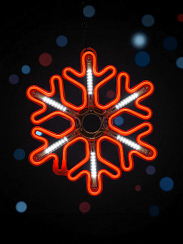 Подвесная фигура СНЕЖИНКА 35x35 см, с холодным мерцанием (красный) AB63