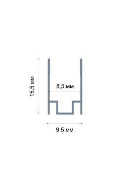 Профиль, накладной, п-образный, световая линия 9 мм, L=1 м, серебро (10x16)
