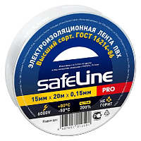 Изолента SafeLine ПВХ, 15 мм, 20 метров, белая (9363)