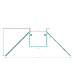 Профиль, встраиваемый, под штукатурку, световая линия 10 мм, L=3 м, внешний угол (45x20)