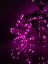 Гирлянда Kurato B002 НИТЬ белый провод, 10 метров, 100 диодов (розовый)