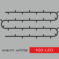 Гирлянда Kurato B002 НИТЬ темн.провод, 10 метров, 100 диодов (белый теплый)