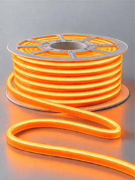Гибкий неон Kurato СИЛИКОН 75% DC 12В, 6х12, 2835, 100SMD, рез 1 см, оранжевый (бухта 50 м)