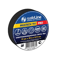 Изолента SafeLine ПВХ, 19 мм, 20 метров, черная (9366)