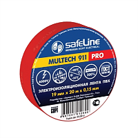 Изолента SafeLine ПВХ, 19 мм, 20 метров, красная (9368)