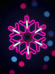 Подвесная фигура СНЕЖИНКА 35x35 см, с холодным мерцанием (розовый) AB65