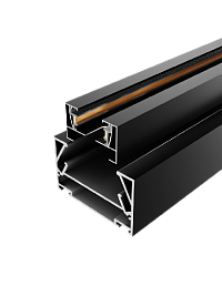 Профиль для трека +1 фазный шинопровод, токоподвод и заглушка в комплекте, 2 метра (черный)