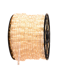 Светодиодный дюралайт DC220В, 2 жилы, D=10 мм, 32 диода/метр, рез 100 см, белый 2700K (бухта 100 м)