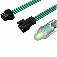 Светодиодный пиксель DIP, d=12 мм, 5В, 0,3Вт, чип WS2811, RGB, зеленый провод (50 штук)