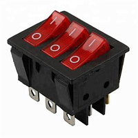 Переключатель клавишный KCD3-3 16A~250V, 30A~125V, черный