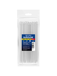 Хомут-стяжка кабельная нейлоновая Safeline 2.5x200-W-100 белая (100 шт.)