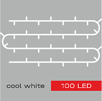 Гирлянда Kurato B002 НИТЬ белый провод, 10 метров, 100 диодов (белый холодный)