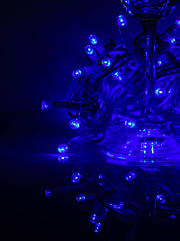 Гирлянда Kurato B002 НИТЬ белый провод, 10 метров, 100 диодов (синий)