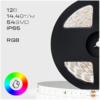 Светодиодная лента IP65 12В SMD 5050 54LED 14,4Вт RGB бегущая волна (катушка 5 м)